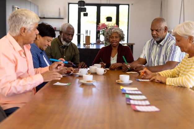 A diverse group of people, showing different ages and backgrounds, gathered around a table, discussing investment options for their Roth IRAs.