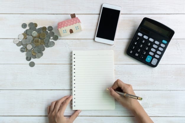 A person making notes in a budget planner, surrounded by bills and coins, illustrating the importance of budgeting.