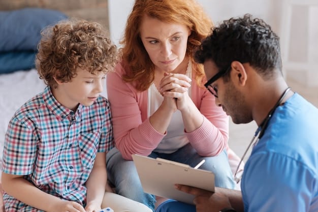 A doctor discussing healthcare options with a patient and their family, emphasizing the importance of advance healthcare directives.