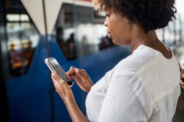 A person using a mobile app to manage their commuter benefits, showing options for transit passes, parking, and ride-sharing. Clean interface with clear navigation.