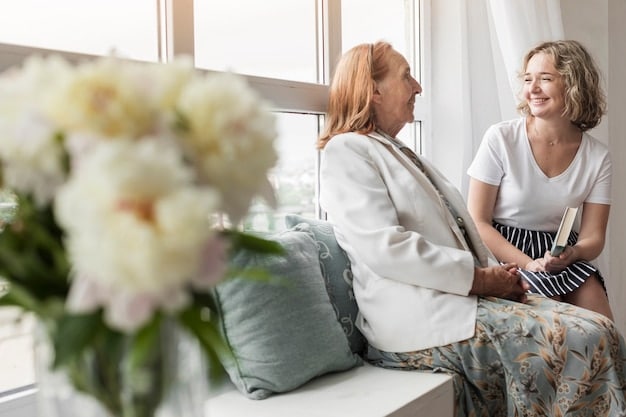 A nurse assisting an elderly woman in her home, with a focus on compassionate care and support. The setting is a cozy, well-maintained home environment.