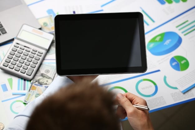 A person reviewing financial charts and graphs on a tablet, with a calculator and notepad nearby. The scene suggests careful planning and analysis of investment strategies, possibly related to adjusting a dollar-cost averaging approach.