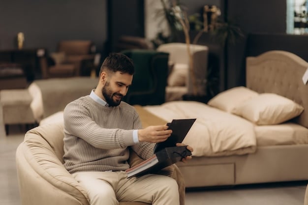 An individual sitting comfortably in a modern living room, reviewing their investment portfolio on a tablet, with a serene expression indicating a calm and controlled approach to managing their finances and understanding investment risk.