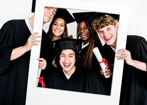 A collage of images showing various benefits of the National Merit Scholarship, including a graduation ceremony, a student receiving an award, and a college campus with banners celebrating academic achievement.